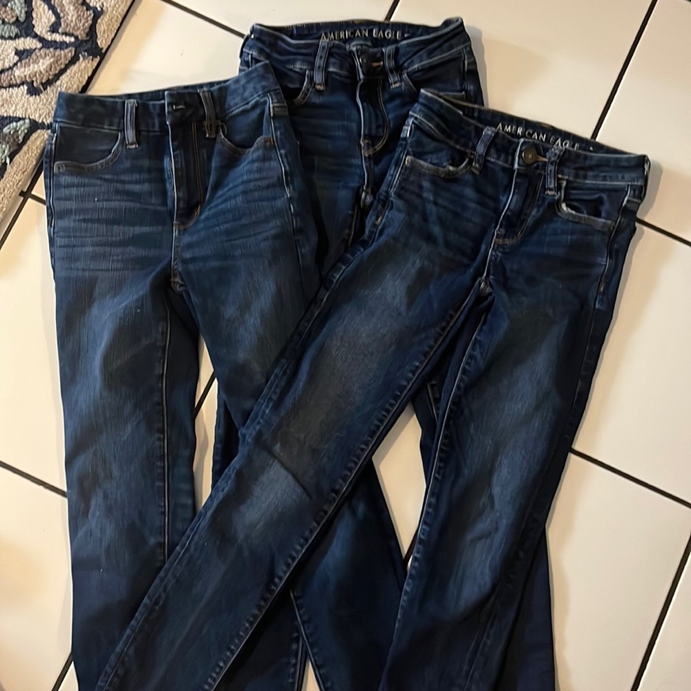Three pair American Eagle Jeggings